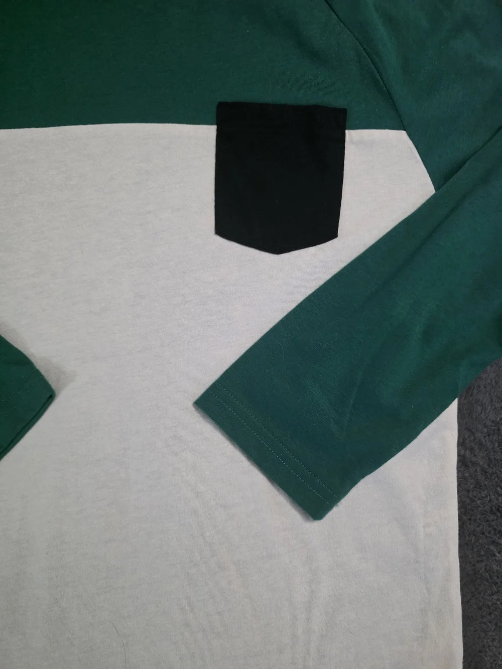 The Children's Place Green & Cream Hooded Colorblock Crewneck with Black Pocket